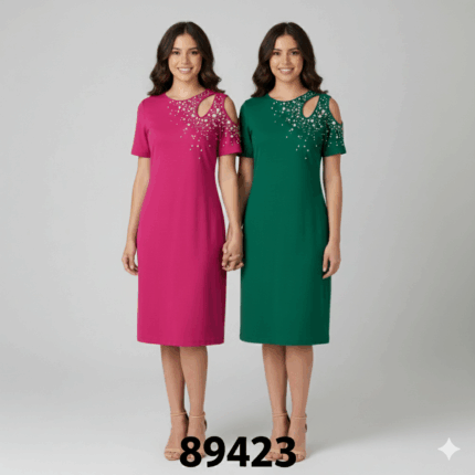 VESTIDO CON PERLAS EN EL HOMBRO (1,F,4)