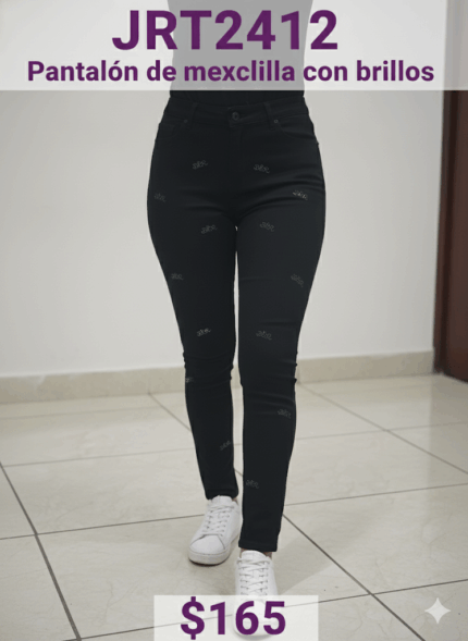 PANTALON DE MEZCLILLA CON BRILLOS (1,D,1)