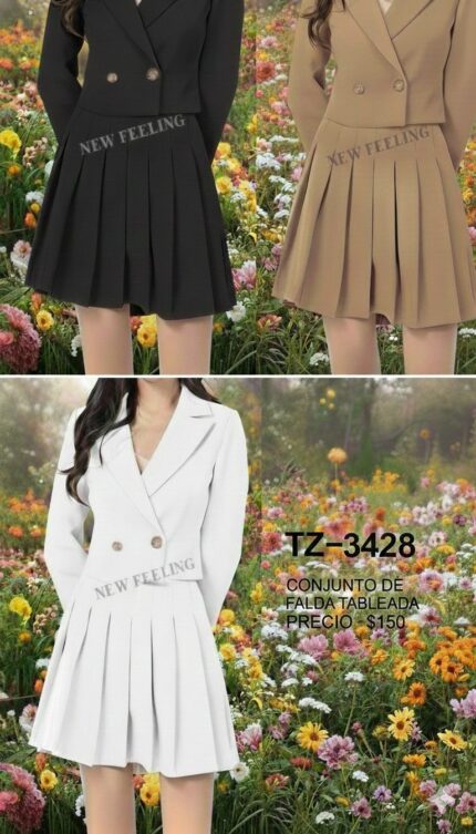 conjunto de falda tableada