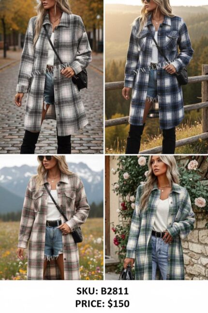 abrigo de cuadros de dama