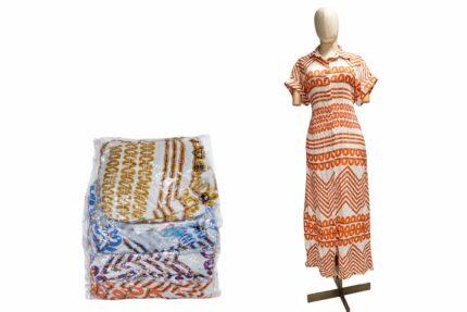 VESTIDO LARGO CON BOTONES Y PEDRERIA