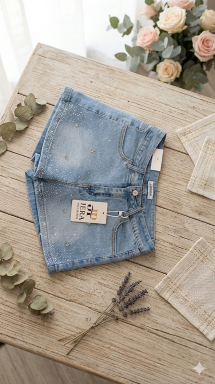SHORT DE DAMA CON BRILLOS