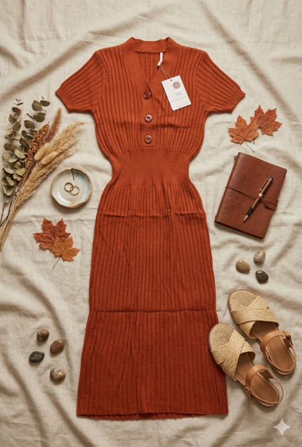 VESTIDO LARGO TRES BOTONES