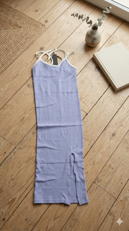 VESTIDO DE TIRANTE CON AVERTURA EN LA PIERNA