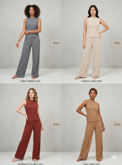 CONJUNTO DE TELA CREPE RAYADO (1,K,4)