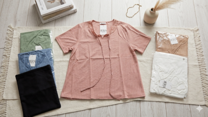 BLUSA DE DAMA CON CORDONES EN EL CUELLO  (1/U/3)