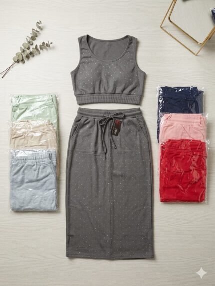 CONJUNTO DE FALDA Y TOP DE BRILLOS  (1/K/3)