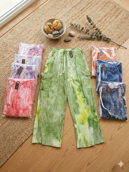 PANTALON DE DAMA TELA CREPE CON BOLSA TIPO CARGO (1,K,3)