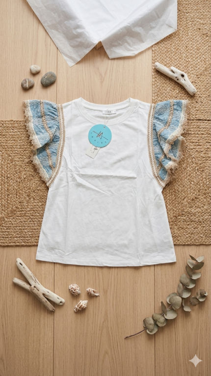 BLUSA DAMA CON OLANES EN LOS HOMBROS  (1/E/3)